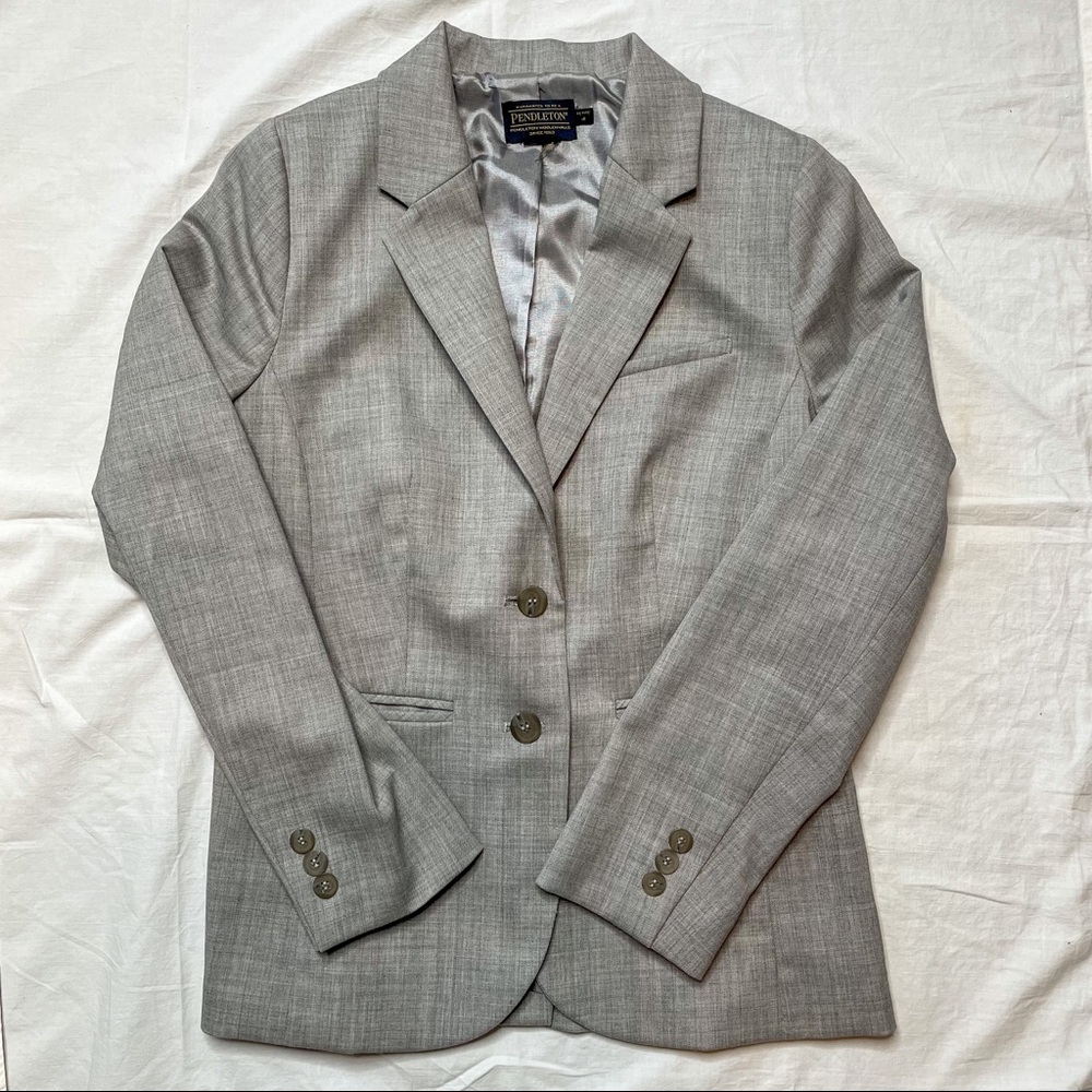 VINTAGE Pendleton Wool Gray Blazer Jacket Petite - Size 4